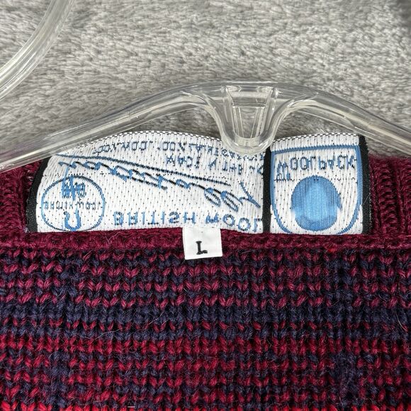 British Wool Sweater Women Large Red Plaid Nordic Cardigan Boho Bohemian Vintage - Picture 6 of 6